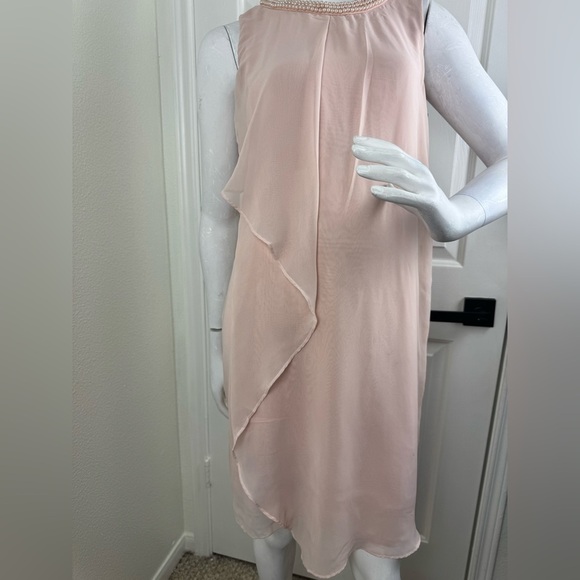 SD Collection Dress Dusty Pink with Faux Pearl Detail Neckline Sleeveless.  #62 - Picture 5 of 10